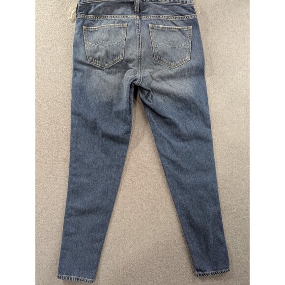 Ambercrombie Fitch Denim Bib Overalls Womens SZ XS Blue Whiskers Tapered Classic - Picture 11 of 15